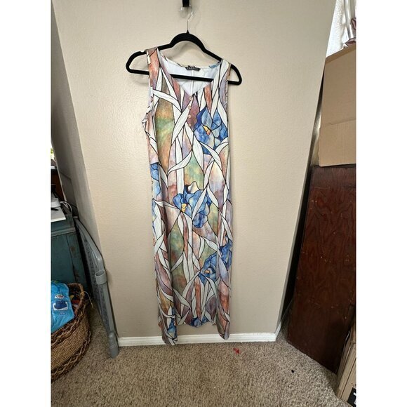 C.O.Z.Y. Womens Purple Dress Small sleeveless stain glass pockets maxi polyester - Picture 4 of 11